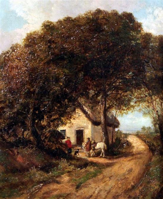 James Stark (1794-1859) Travellers beside a cottage 12 x 10in.